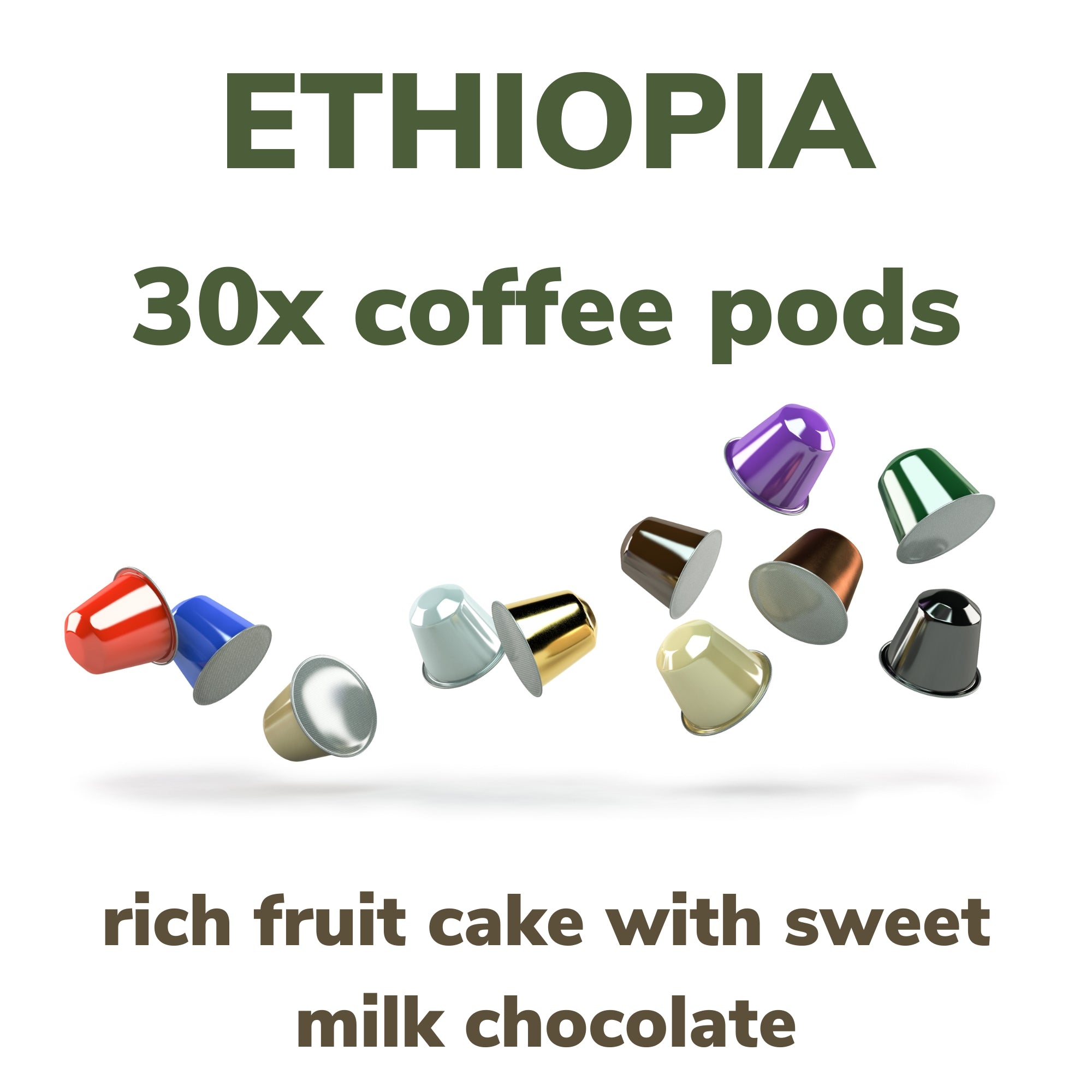 mycoffeepods pack of 30 Organic Ethiopia coffee pods suitable for all Nespresso classic and original capsule machines