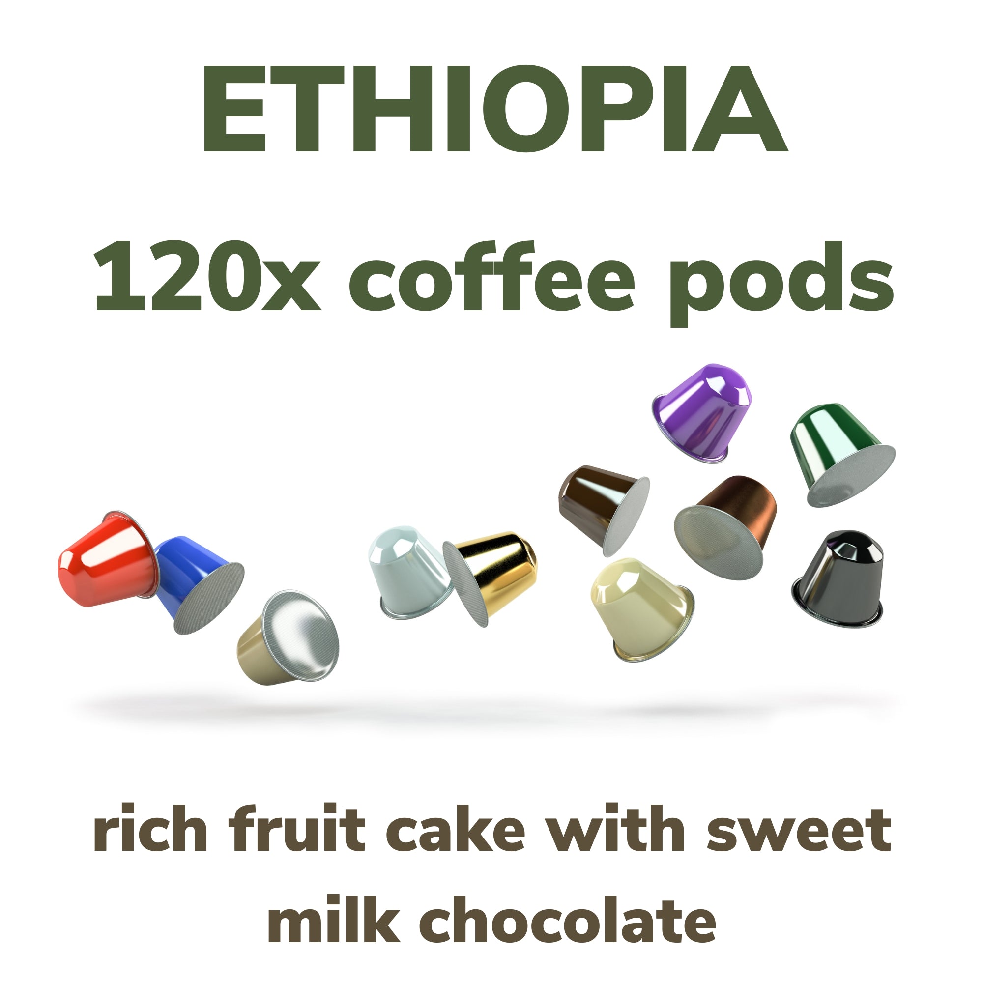 mycoffeepods pack of 120 Ethiopia Organic coffee pods to suit Nespresso classic or original machines.